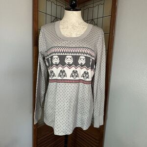 Hanna Andersson Grey Star Wars Fair Isle Vader Pajama Top Size XL
